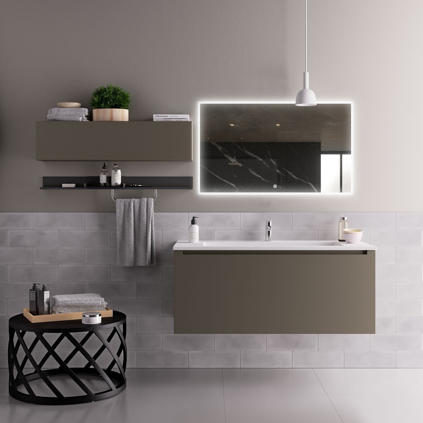 Infra Heating Lux+ LED Badkamerspiegel met Zwart Frame (75 x 125 cm) – Stijlvol & Functioneel