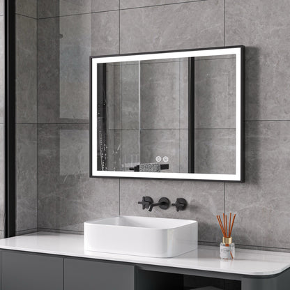 Infra Heating Lux+ LED Badkamerspiegel met Zwart Frame (60 x 60 cm) – Stijlvol & Functioneel