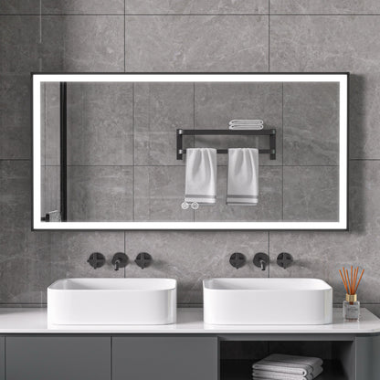 Infra Heating Lux+ LED Badkamerspiegel met Zwart Frame (75 x 125 cm) – Stijlvol & Functioneel
