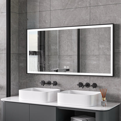 Infra Heating Lux+ LED Badkamerspiegel met Zwart Frame (75 x 125 cm) – Stijlvol & Functioneel
