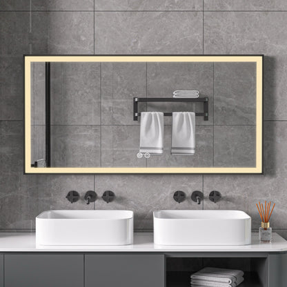 Infra Heating Lux+ LED Badkamerspiegel met Zwart Frame (75 x 125 cm) – Stijlvol & Functioneel