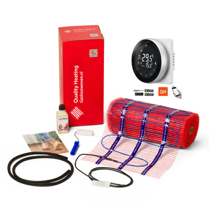 Infra Heating 150 W vloerverwarmingsmat set inclusief programmeerbare thermostaat met afstandsbediening