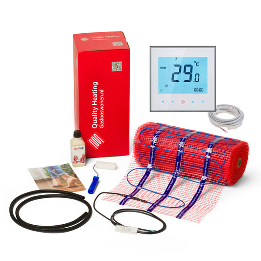 Infra Heating 100 W elektrische vloerverwarmingsmat set inclusief programmeerbare WiFi PRF-79 thermostaat