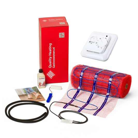Infra Heating 200 W vloerverwarmingsmat set inclusief eenvoudige handmatige thermostaat
